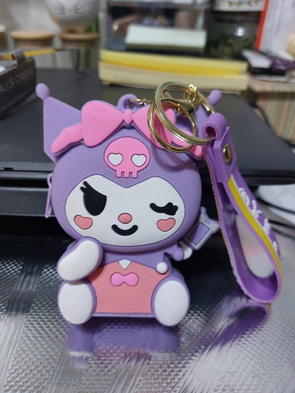 Sanrio Kuromi Silicone Mini Coin Purse Wallet Keychain Toy Bag Charm Blinking Cu